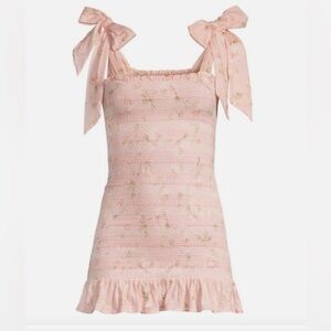 Loveshackfancy Ballet pink, Norma Smocked Tie Shoulder Mini Dress